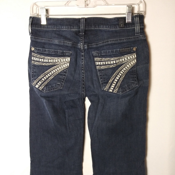 7 For All Mankind Dojo Flare Jeans Womens Size 24 Blue Denim Low Rise Seven - Picture 7 of 8
